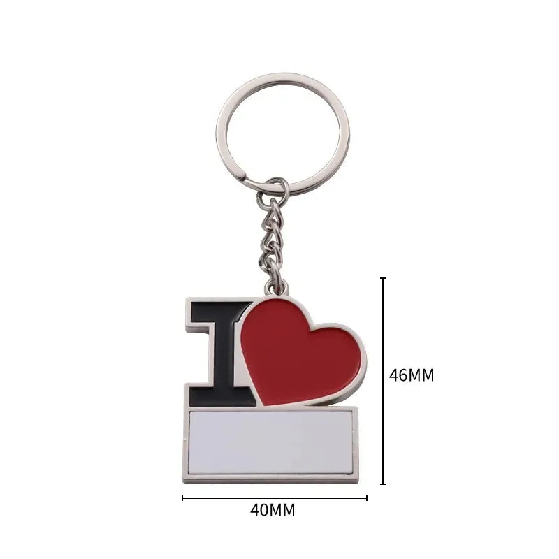 Valentine's Day Gift Couple Keychains LOVE Heart Keychain Blank Sublimation I LOVE Keychains