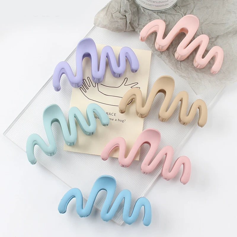 11cm Korean Wave Scrub Pince a Cheveux Large Solid Color Matte Plastic Shark Hair Claw Fashion Smooth Simple Girl Hair Accessory
