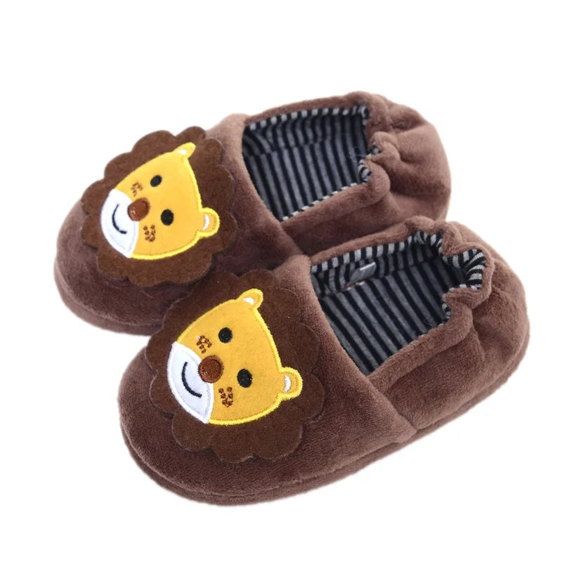 Winter Children's Cotton Slipper with Heel Warm Cartoon Indoor Floor tiger Slipper