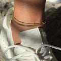 G3842 Wholesale Stainless Steel Double Layer Beach Anklet Women 18k Gold Plated Blade Snake Chain Foot Chains Jewelry Anklets