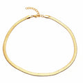 Trendy Simple 16-Inch Flat Brass Snake Chain Necklace Gold Plated Unisex for Men and Women Gift