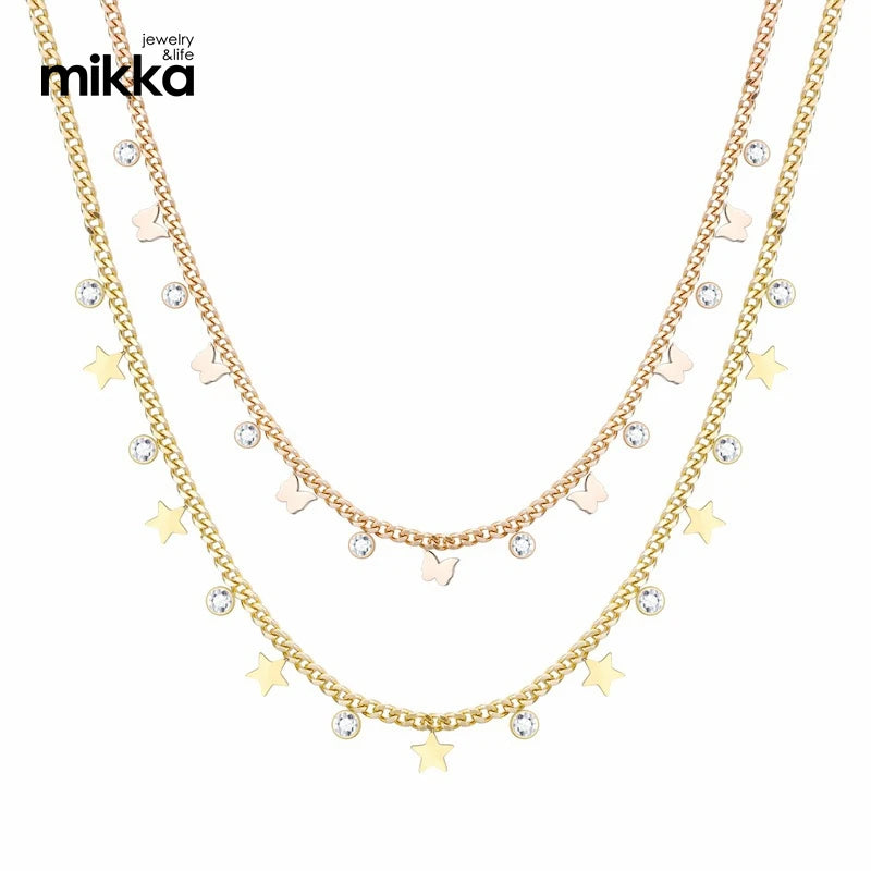 Minimalist Butterfly star crystal Pendant Necklace Jewelry Necklace Women Necklace Stainless Steel 18k Charm Girlfriend Gifts