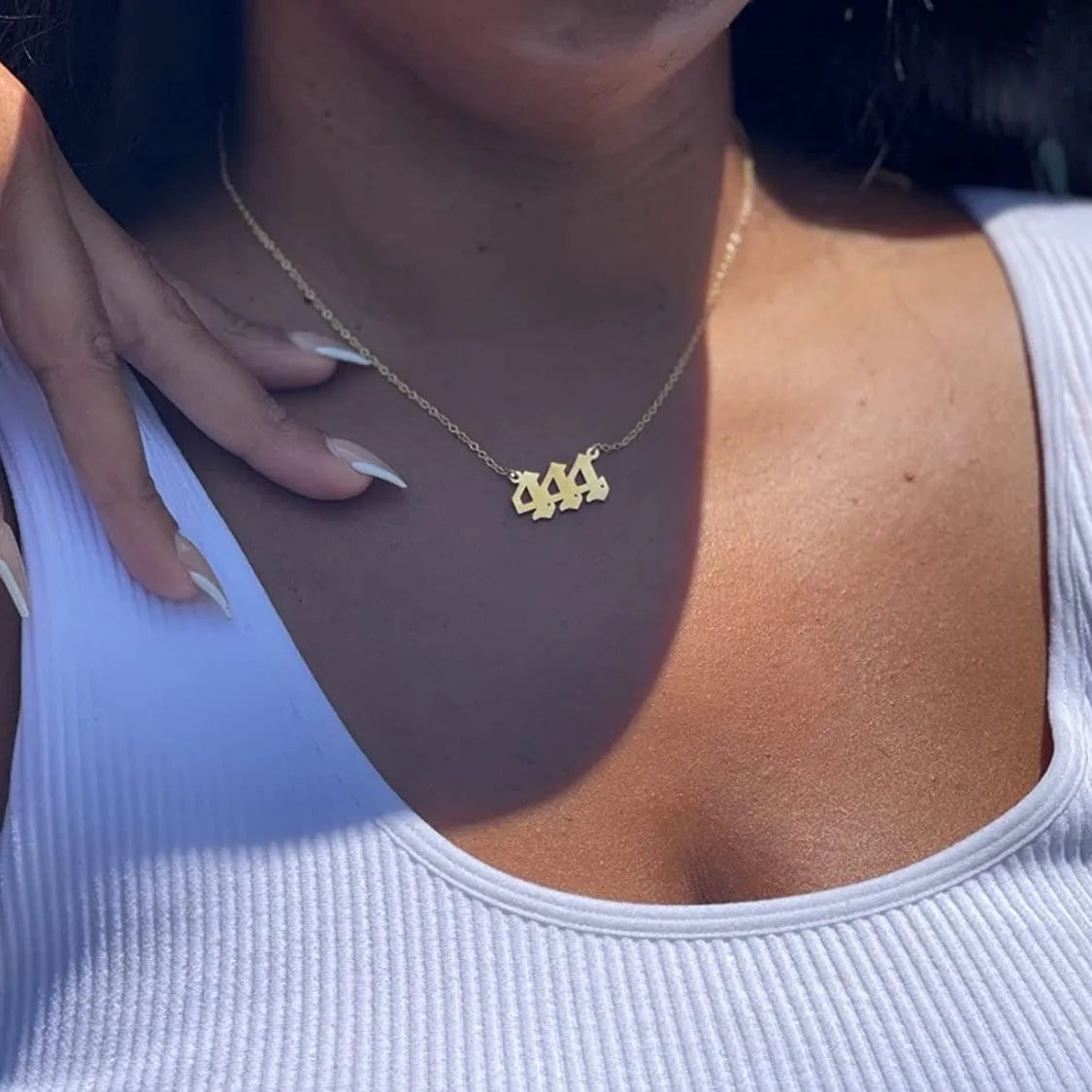 Wholesale Stainless Steel Jewelry 111 222 333 444 555 666 777 888 999 Gold Old English Numerology Necklace Angel Number Necklace