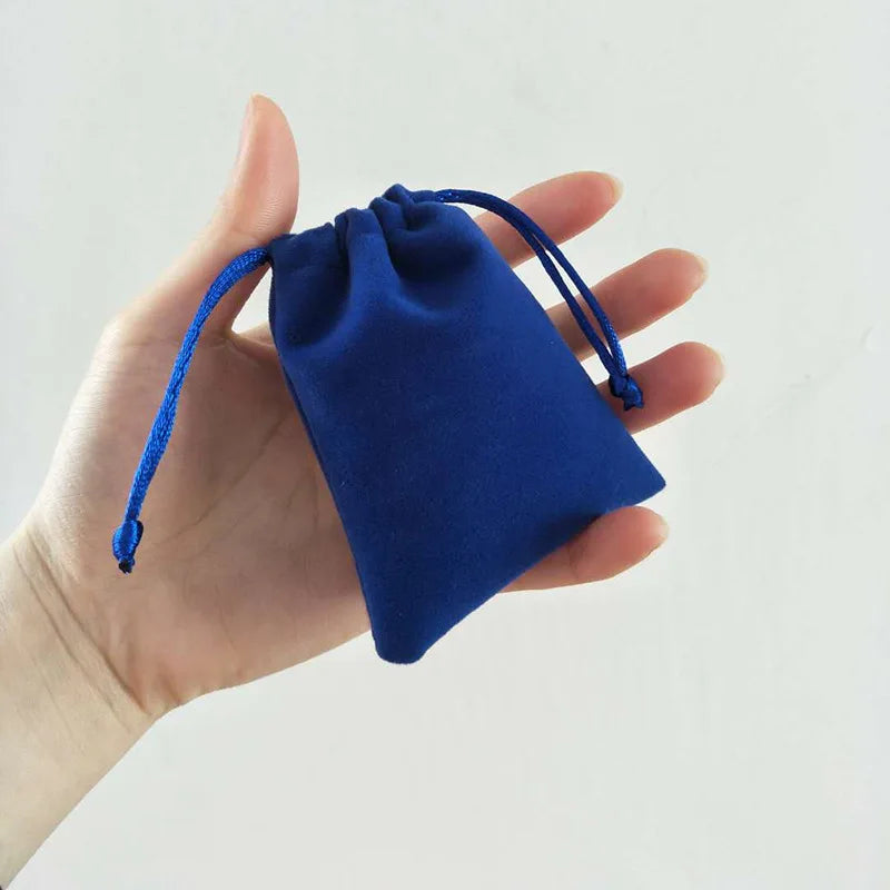Recyclable 7*9CM Blue Velvet Small Drawstring Gift Storage Bag Pouch Drawstring Bag