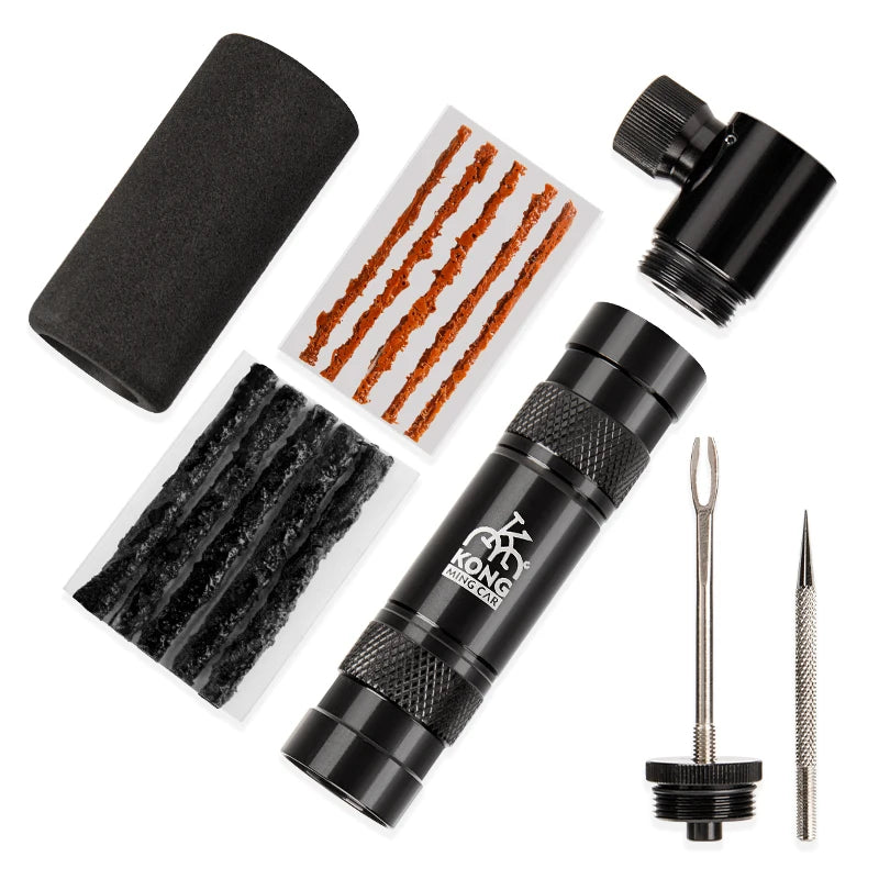 Bike Tire Tool Bicycle Tubeless Rubber Strip Portable Emergency Cycling Tyre Puncture Repairing Tool With CO2 Inflator Head