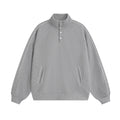 Wholesale Custom Streetwear Preppy 400 Gsm Buttons Unisex Oversized Crew Neck Sweatshirts
