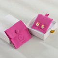 Fashion Size 8*8cm Logo Custom Made Small Purple Jewelry Pouch Packaging Microfiber Bag Envelope Pouch with Button