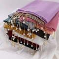 Premium Solid Color Chiffon Hijab Scarf Wholesale Ladies Fashion Steel Tube Pearl Pendant Muslim Shawls 2023 Summer New