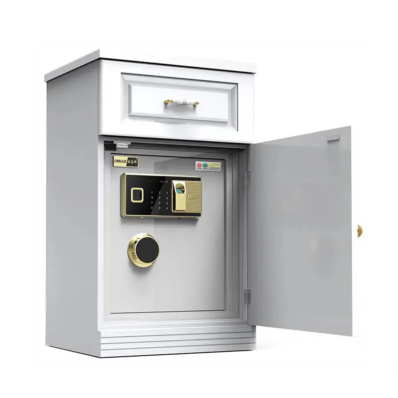 Nightstand Wooden Safes Cabinet Design Fingerprint Lock Bedside Safe Box
