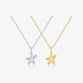FUAMAY Fashion 18K Gold Plated Flower Pendant Necklace Dainty 925 Sterling Silver Star Flower Necklace Collier