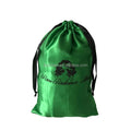 Custom Logo Printed Green Silk Drawstring Towel Gift Pouches Satin Long Boots Bags for Lady