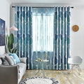 Modern Nordic Style Geometric Print Window Drapes Satin Polyester Blackout Blue Curtain for the Living Room Bedroom