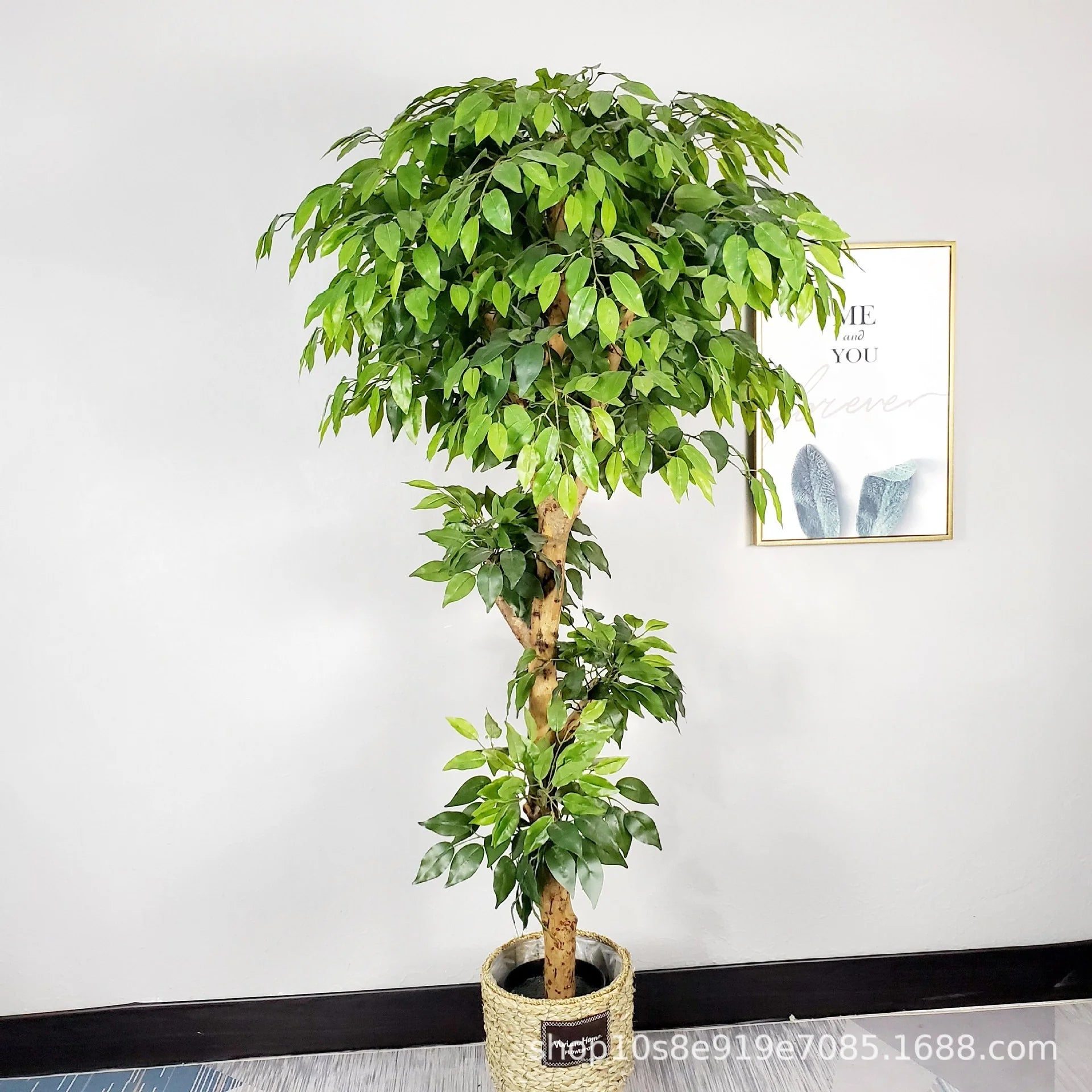 Small Indoor Bonsai Banyan Tree High-Impression Simulated Plant Rattan Wrap for Living Room Decor Artificial Greenery