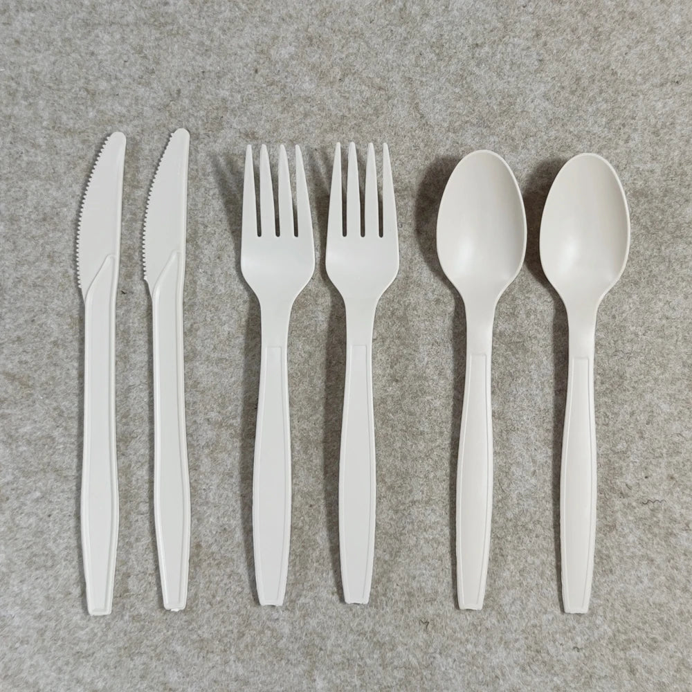 CPLA Eco-Friendly Disposable Biodegradable Cutlery Set Compostable Fork Spoon Knife Wholesale for Back to School