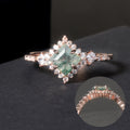 OL1018 Abiding Fine Jewelry New Style Halo Setting Square Cut 925 Sterling Silver Engagement Moss Agate Women Ring