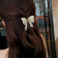 Tornante Bowknot Pearl Hair Accessories Elegant Hairpin  All-Match Grasping Clip Girl Long Rhinestone Bowknot Hair Hairpin