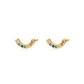 Factory Direct Sales 925 Sterling Silver Colorful Zircon Rainbow Curved Happy U Shaped Stud Earring for Women Everyday