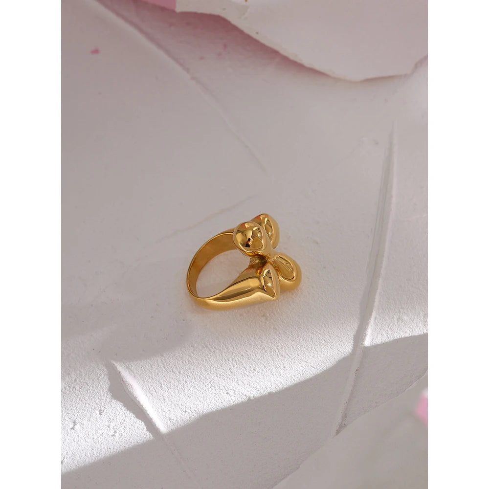 JINYOU 1030 New Design Texture 18K Gold Plated Finger Ring Waterproof Jewelry Stainless Steel Statement Ring