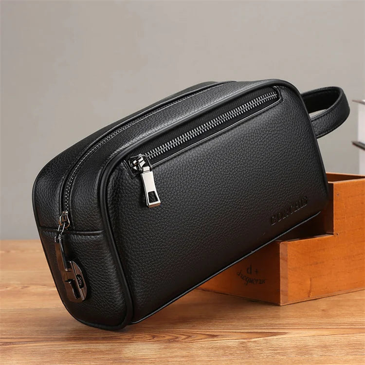 High Quality Large Capacity Business Leisure Handbag New Men's Clutch Bag Soft Leather Multi-Pocket Handbag Men