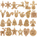 Countdown Christmas Calendar DIY Wooden Cartoon Shape Classic Style Silk Screen Printed 1 Color Pendant Household Party