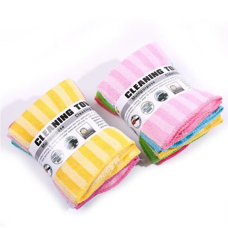China Supplier Kitchen Tea Towel Set Stripe Micro Fiber Tea Towel Dish Towel Cleaning Cloth Kitchen Cloth Set