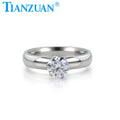Ladies Ring Stainless Steel with 6.5mm Round Moissanite Lady Woman Girls Ring Fashion Jewelry