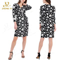 Women Clothing Manufacturers Custom 2024 Summer New Fashion Casual Long Sleeve Digital Print Waist Belt Shirt Midi Elegant Dress