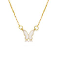 316 Stainless Steel Pearl Shell Butterfly Necklace 14K 18K Gold Pendant Necklace Clavicle Chain Wild Sweater Chain for Women