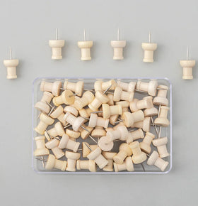 50 Pcs /box Wood Push Pins Decorative Wood Thumb Tacks for Foam Boards Photos