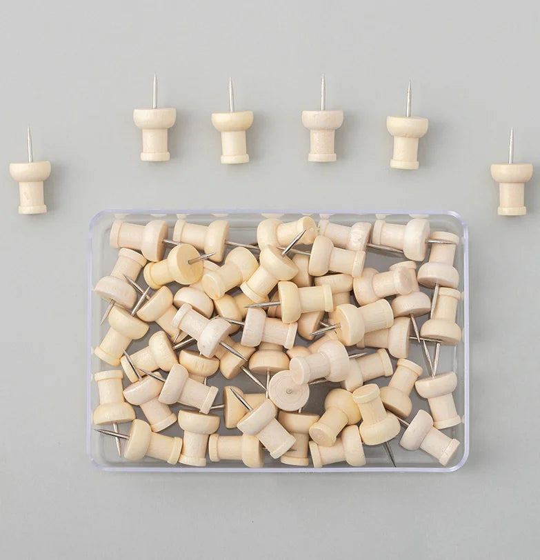 50 Pcs /box Wood Push Pins Decorative Wood Thumb Tacks for Foam Boards Photos