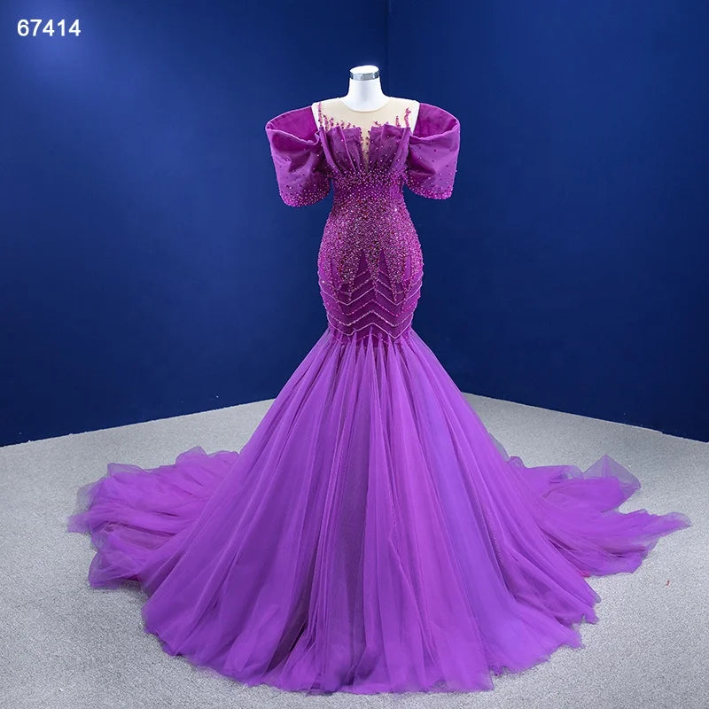 Jancember Rsm67414 Ladies New Luxury and Elegant Beaded Slim Mermaid Wedding Dress