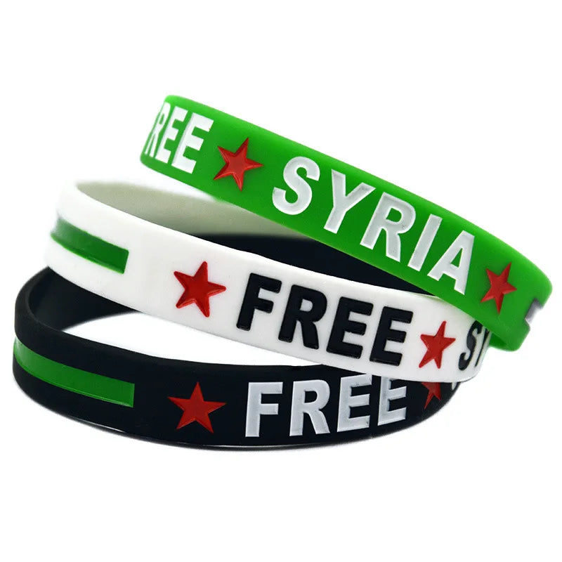Manufacturer Free Syria Flag Wristband Promotional Syria Arm Band Armband Bracelet Silicone Rubber Wristband