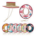 Casual Summer Sunshade Natural Straw Crownless Lifeguard Surf Hat Flamingo Straw Beach Hats