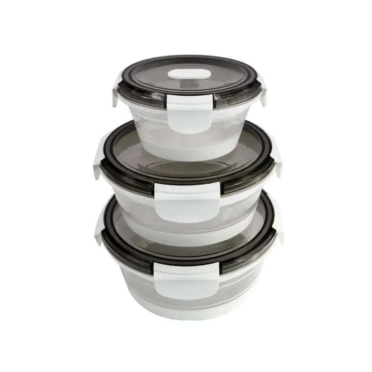 Portable Collapsible Silicone Lunch Box Assorted Colors Foldable Convenient On-the-go Kids Dining Storage Container