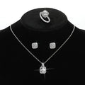 Fashion 3pcs square Design Zircon Wedding Jewelry Sets Luxury Diamond Jewelry Sets for Charm Women Gift