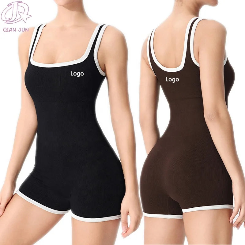 Hot Sale Women's Custom Logo Yoga Jumpsuit Comfortable Tight Yoga Bodysuit Plus Size Sports Bodysuits & Jumpsuits
