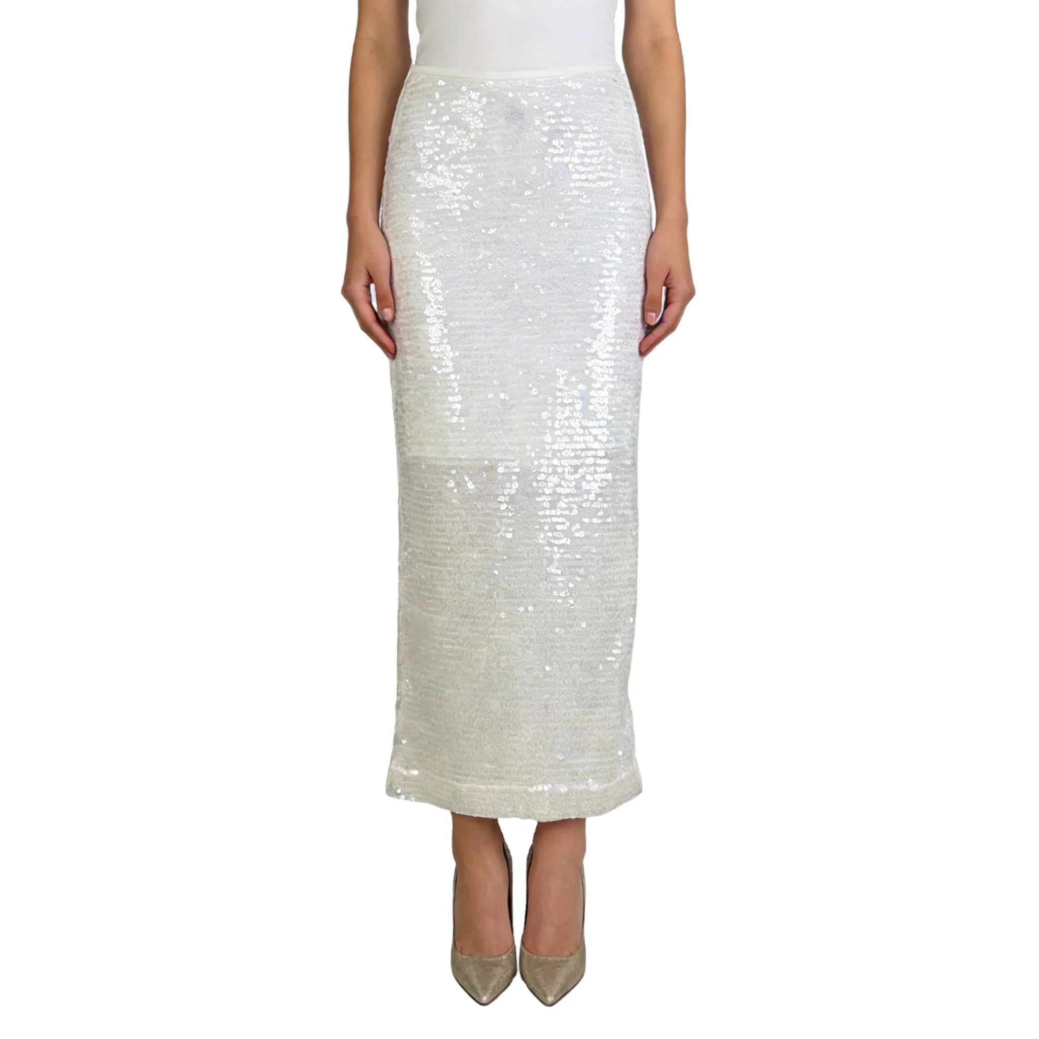 Women White Quality Assurance Sequin Clothes Korean Fashion Skirt for Party Club