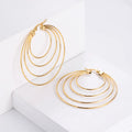Fashion Earrings 2023 Stainless Steel Gold Plated Big Layered Hoop Statement Earrings