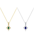Wholesale S925 Silver Jewelry Geometric Square Blue Green Zirconia Star Pendant Necklace for Birthday Gifts