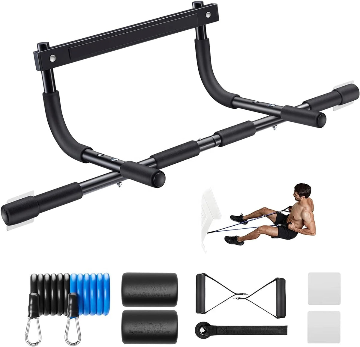 DR Pull up Bar Station Steel Multi-Grip Strength Training for Door/Security Door Home Workout 100kg Load Capacity