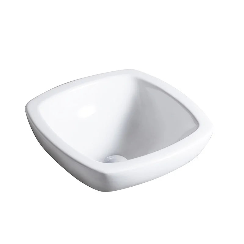 Factory Wholesale Square Semi Mounted Ceramic Bathroom Sink Small Wash Hand Basin Sizes In Inches