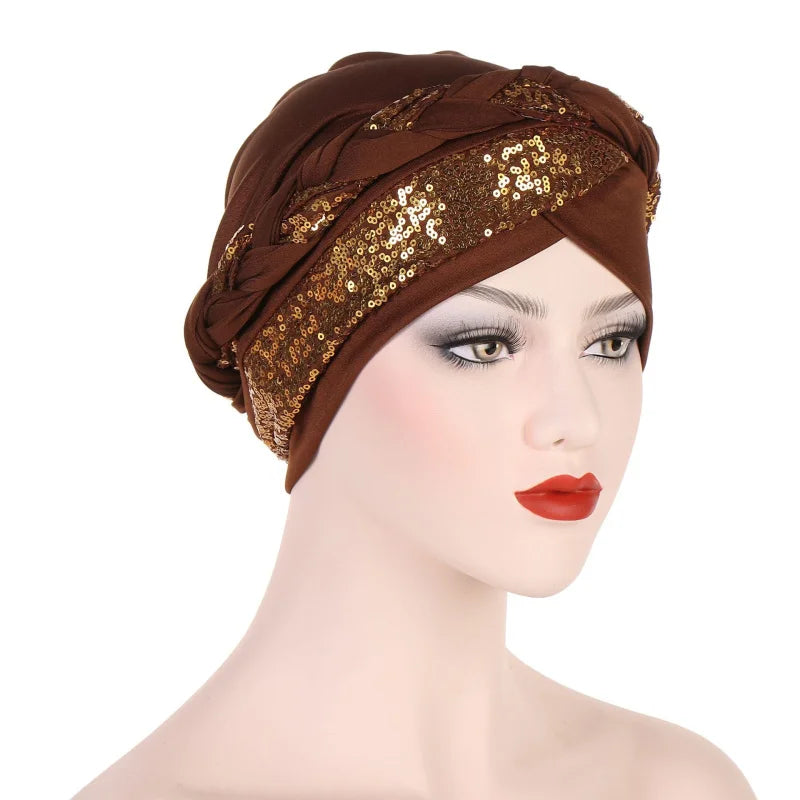 HZM-23171 Wholesale Women Muslim Turban Headscarf Hair Turban Head Wrap Adult