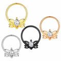 Septum Rings 16G 316L Stainless Steel Septum Rings Hoops Cluster CZ Hinged Segment Daith Helix Piercing Jewelry for Women and