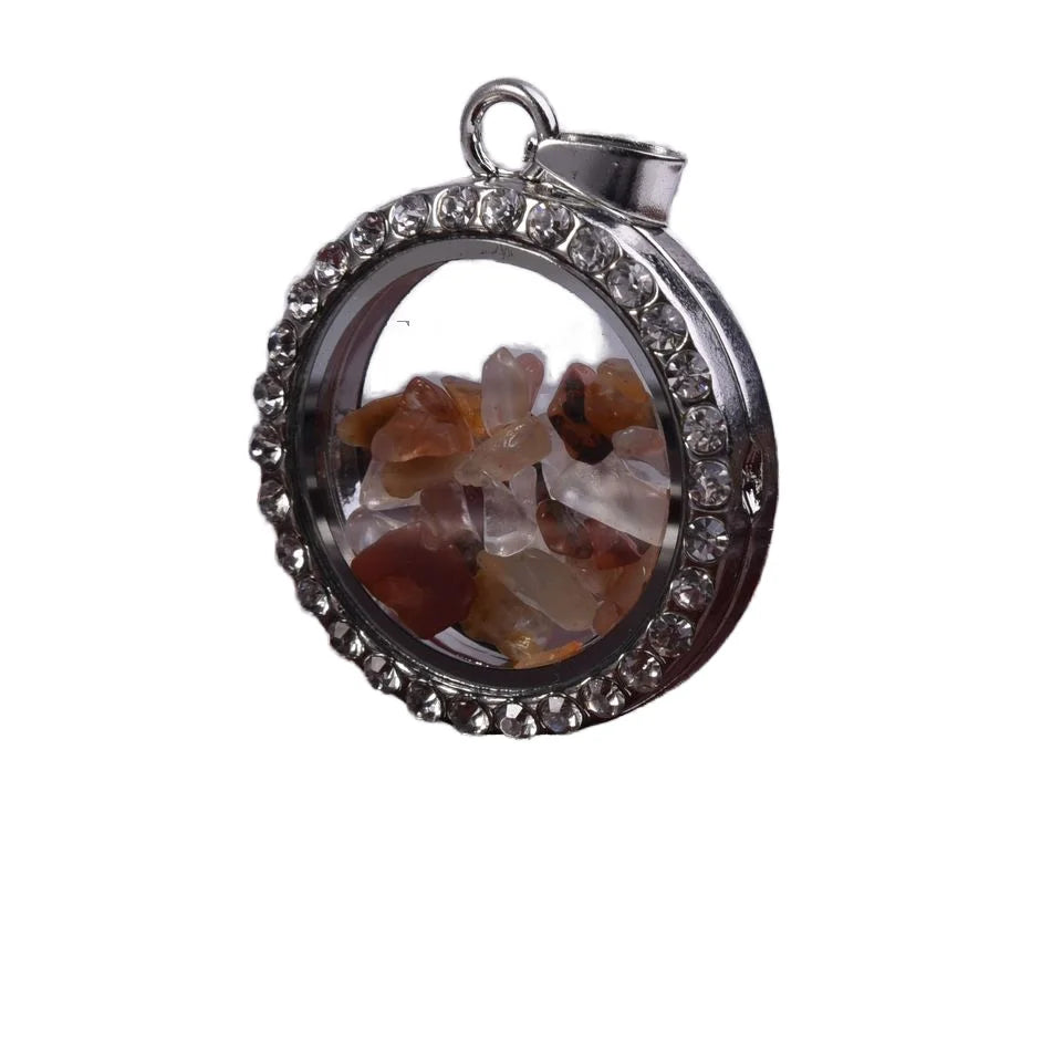 Silver Crystal Pendant Necklace Black Cord 3-8MM Raw Chip Gemstone Open Wishing Choker Jewelry Women Men Featuring Pearl