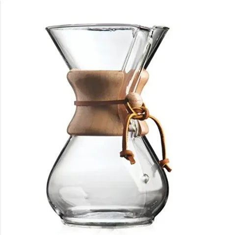 Classic Style Anti-scald Glass Coffee Maker Glass Coffee Maker Sets with Wood Handle Glass Turkish Coffee Pot