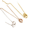 Creative Double Heart Necklace Gold Plated Titanium Steel Pendant Trendy Simple Love Style Valentine's Day Gifts Zircon Stones