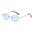S2508 Inspired Metal Blue Tint Round Uv400 Sunglasses for Women Retro Custom Logo Unisex Hexagon Sunglasses Men