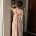 Wholesale 2026 Summer French Sweet Round Neck Cross Back Design Loose Casual Sleeveless Tank Top Women's Dress