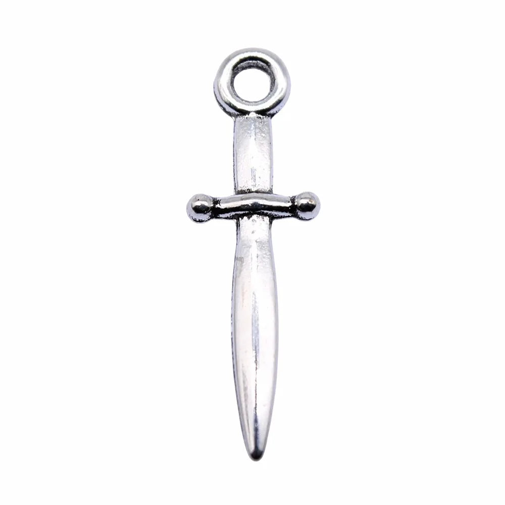 AA016551 Charms Sword 24x8mm Handmade Making Fit Vintage Tibetan Silver Color Pendants DIY for Bracelet Necklace