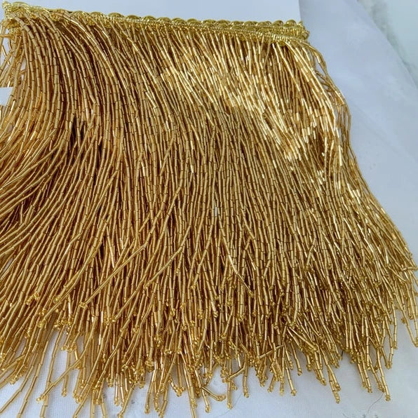 20cm Gold Handmade Heavy Beaded Haute Couture Tassels Dangling Beads Lace Accessories